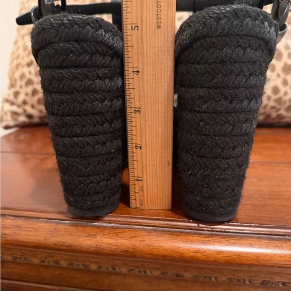 Saint Laurent Women's Tribute Espadrilles Wedge Sandals Black size 37 - Picture 6 of 12